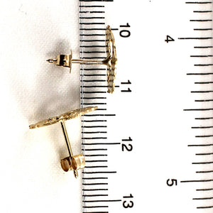 14k Yellow Gold Jumping Dolphins Heart Stud Earrings