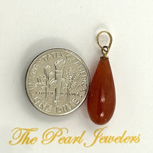 Load image into Gallery viewer, 14kt Yellow Gold Red Jade Teardrop Pendant Charm Necklace