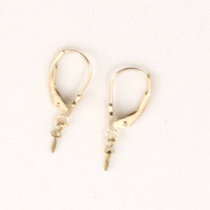 Pair of 14K Solid Yellow Gold Unique Lever Back Split Ring Earring Component