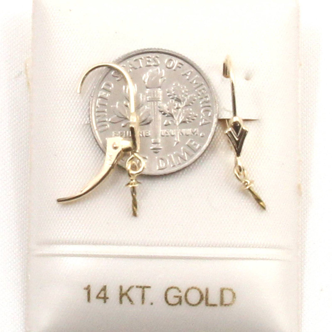 Pair of 14K Solid Yellow Gold Unique Lever Back Split Ring Earring Component