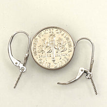 Load image into Gallery viewer, Pair of 14K Solid White Gold Lever Back Findings with Eye Pin (0.7mm)