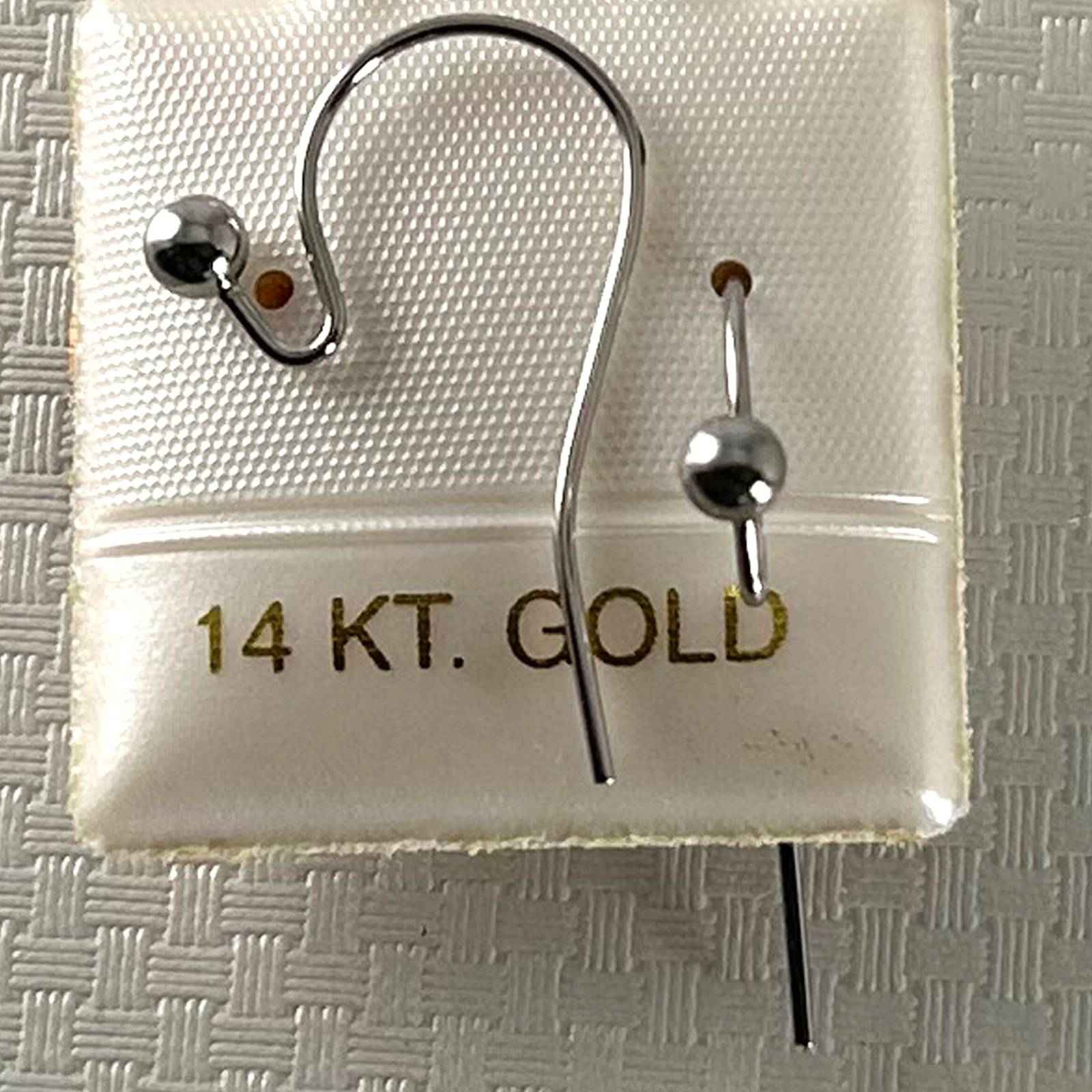 Pair of 14K White Gold 3mm Ball End Ear Wires Fish Hook Earrings Pair of 14K White Gold 3mm Ball End Ear Wires Fish Hook Earrings