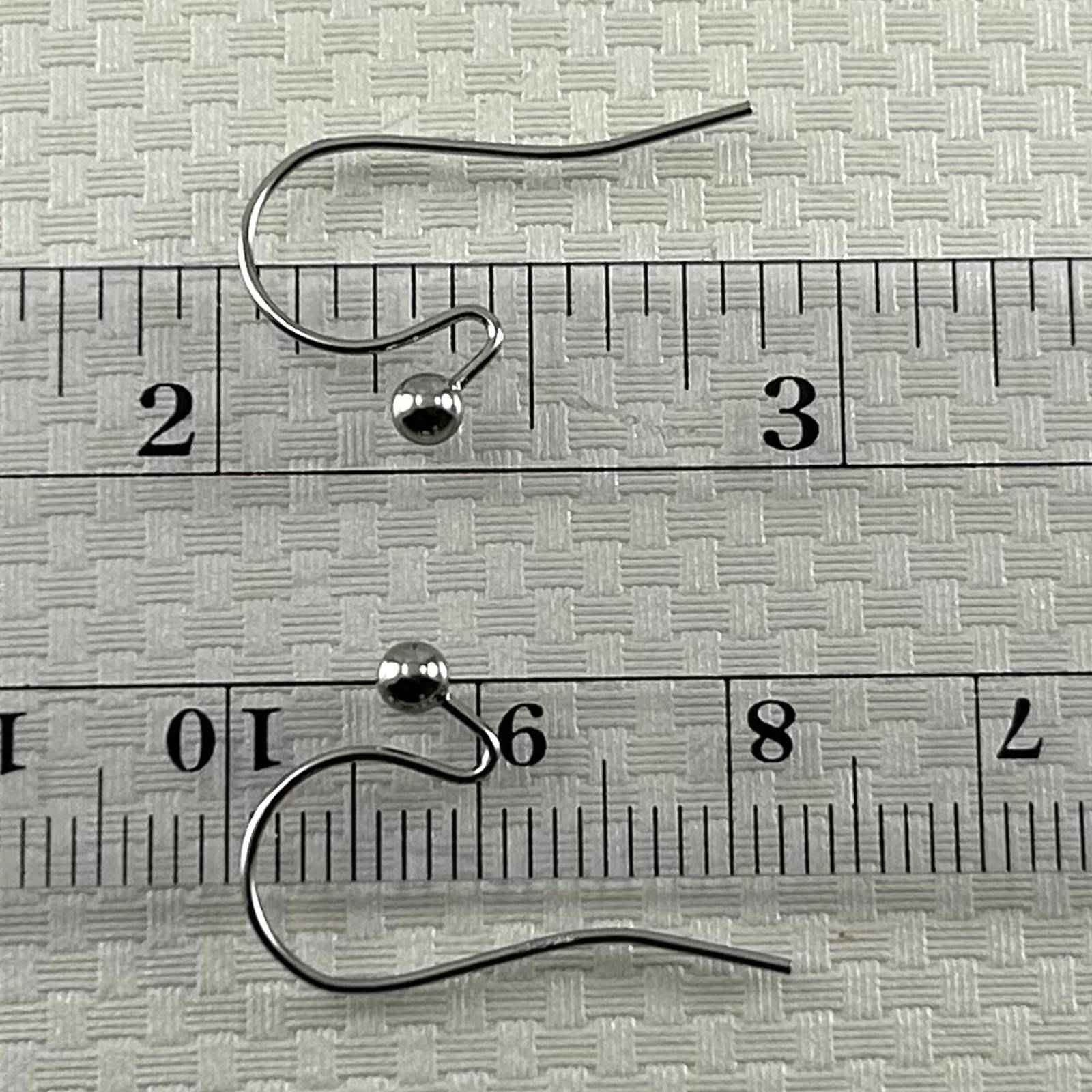 Pair of 14K White Gold 3mm Ball End Ear Wires Fish Hook Earrings Pair of 14K White Gold 3mm Ball End Ear Wires Fish Hook Earrings
