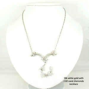18K Solid White Gold Diamond Necklace – 2.80 Carat