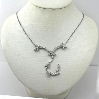 18K Solid White Gold Diamond Necklace – 2.80 Carat