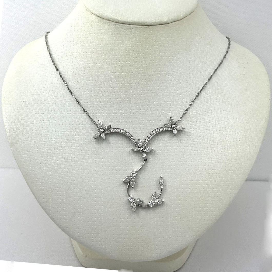 18K Solid White Gold Diamond Necklace – 2.80 Carat