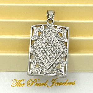 18k Solid White Gold Diamond Pendant Necklace