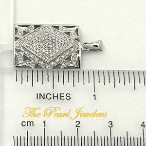 18k Solid White Gold Diamond Pendant Necklace