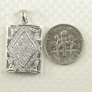 18k Solid White Gold Diamond Pendant Necklace
