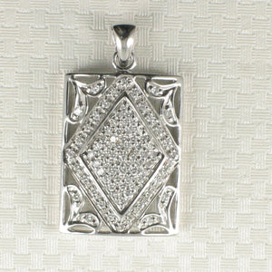 18k Solid White Gold Diamond Pendant Necklace