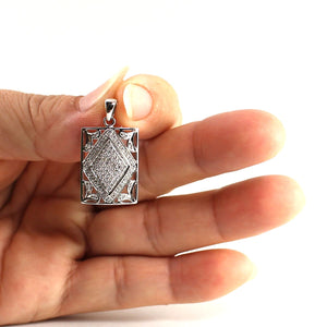 18k Solid White Gold Diamond Pendant Necklace