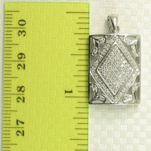 18k Solid White Gold Diamond Pendant Necklace