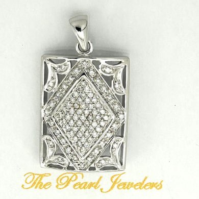 18k Solid White Gold Diamond Pendant Necklace
