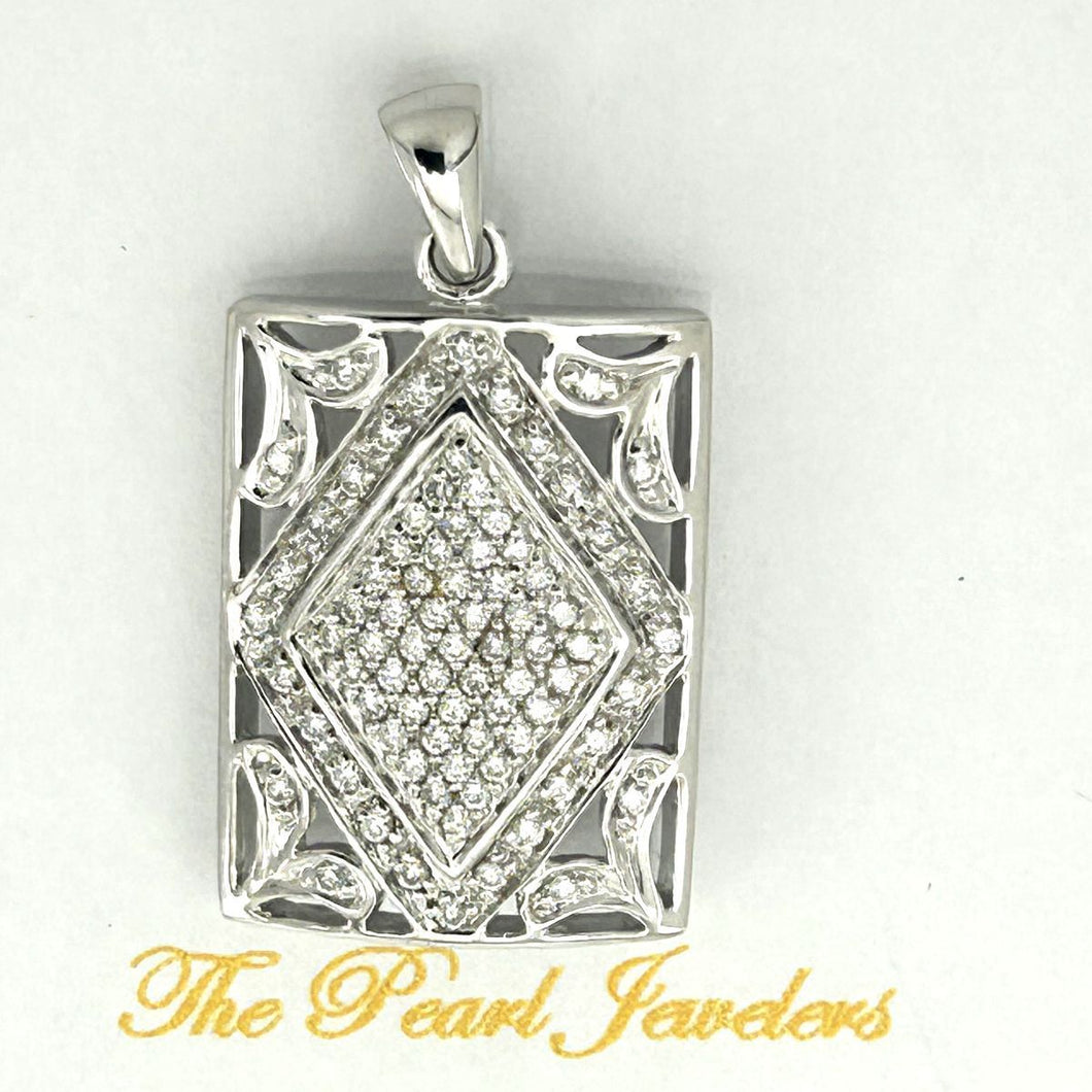 18k Solid White Gold Diamond Pendant Necklace