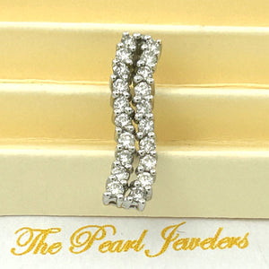 18k Solid White Gold Multi-Diamond Pendant Necklace