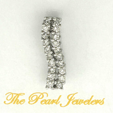 18k Solid White Gold Multi-Diamond Pendant Necklace