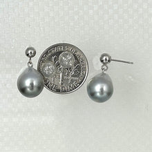 Load image into Gallery viewer, 1T00015-14k-White-Gold-Silver-Tone-Tahitian-Pearl-Dangle-Stud-Earrings
