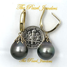 Load image into Gallery viewer, 1T00043 TAHITIAN PEARLS FLOWER PETAL STYLE 14KT YELLOW GOLD DANGLE EARRINGS