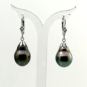 1T00325B CLASSIC COLLECTION TAHITIAN BAROQUE 12 MM PEARL DANGLE EARRINGS 14KT WHITE GOLD