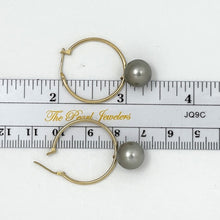 Load image into Gallery viewer, 1T00590B REAL TAHITIAN  PEARL HOOP  EARRINGS 14KT YELLOW GOLD 10MM