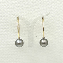 Load image into Gallery viewer, 1T00590B REAL TAHITIAN  PEARL HOOP  EARRINGS 14KT YELLOW GOLD 10MM