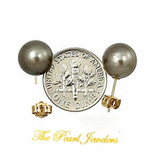 Load image into Gallery viewer, 1T01103B NATURAL CHAMPAGNE TONE TAHITIAN PEARL 14K YELLOW GOLD STUD EARRINGS