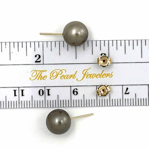 1T01103B NATURAL CHAMPAGNE TONE TAHITIAN PEARL 14K YELLOW GOLD STUD EARRINGS