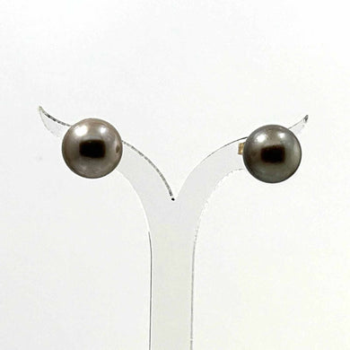 1T01103B NATURAL CHAMPAGNE TONE TAHITIAN PEARL 14K YELLOW GOLD STUD EARRINGS