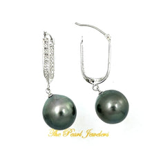 Load image into Gallery viewer, 1T01145 BEAUTIFUL TAHITIAN PEARL DIAMOND DANGLE EARRINGS 14KT SOLID WHITE GOLD