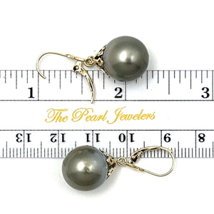 1T01220C CLASSIC COLLECTION 13MM BLACK TAHITIAN PEARL FLOWER PETAL STYLE EARRINGS