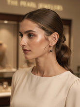 Load image into Gallery viewer, Flower Cup Tahitian Pearl Hoop Earrings – 14k Yellow Gold