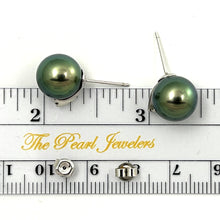 Load image into Gallery viewer, 1T01908 CHARMING TAHITIAN PEARLS DIAMONDS STUD EARRINGS 14K WHITE GOLD