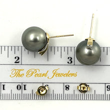 Load image into Gallery viewer, 1T02900 GLORIOUS TAHITIAN PEARLS 14K SOLID YELLOW GOLD, DIAMONDS STUD EARRINGS