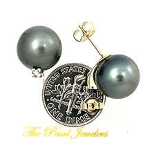 Load image into Gallery viewer, 1T02901 GLORIOUS TAHITIAN PEARLS 14K SOLID YELLOW GOLD, DIAMONDS STUD EARRINGS