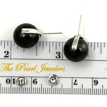 Load image into Gallery viewer, 1T02906B CHARMING BLACK TAHITIAN PEARLS DIAMONDS STUD EARRINGS 14K WHITE GOLD
