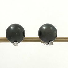 Load image into Gallery viewer, 1T02906B CHARMING BLACK TAHITIAN PEARLS DIAMONDS STUD EARRINGS 14K WHITE GOLD