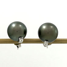 Load image into Gallery viewer, 1T02906 CHARMING TAHITIAN PEARLS DIAMONDS STUD EARRINGS 14K WHITE GOLD