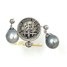 Load image into Gallery viewer, 1T04916 GENUINE TAHITIAN PEARL 14K WHITE SOLID GOLD DROP/DANGLE EARRINGS