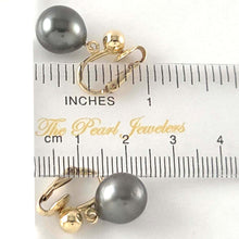 Load image into Gallery viewer, Black Tahitian Pearl Clip On Dangle Earrings – 14k Yellow Gold Fill
