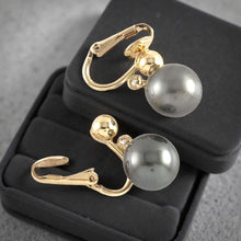 Load image into Gallery viewer, Black Tahitian Pearl Clip On Dangle Earrings – 14k Yellow Gold Fill
