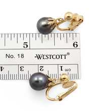 Load image into Gallery viewer, Smoky White Tahitian Pearl Clip On Dangle Earrings – 14k Yellow Gold &amp; Fill
