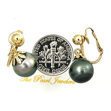 Load image into Gallery viewer, 1TS1042 BLACK TAHITIAN PEARL NON-PIERCED CLIP-ON EARRINGS