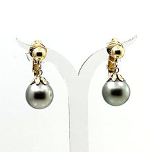 Load image into Gallery viewer, 1TS1042B REAL BLACK TAHITIAN PEARL NON-PIERCED CLIP-ON EARRINGS