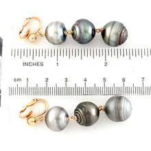 Load image into Gallery viewer, 14k Gold Fill Past, Present &amp; Future Three Tahitian Pearl Clip-On Dangle Earrings
