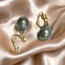 Load image into Gallery viewer, Non Pierced Teardrop Tahitian Pearl Dangle Earrings – 14k Yellow Gold &amp; Fill