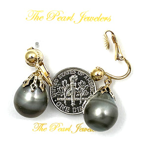 1TS2041 NON-PIERCED CLASSIC COLLECTION BLACK TAHITIAN PEARL EARRINGS