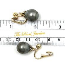 Load image into Gallery viewer, 1TS2041 NON-PIERCED CLASSIC COLLECTION BLACK TAHITIAN PEARL EARRINGS