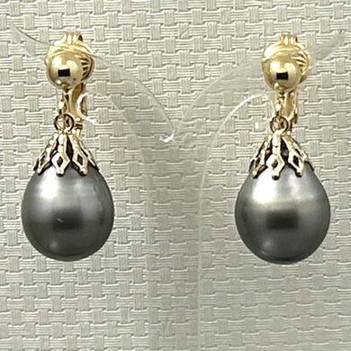 1TS2041 NON-PIERCED CLASSIC COLLECTION BLACK TAHITIAN PEARL EARRINGS