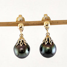 Load image into Gallery viewer, Non Pierced Baroque Tahitian Pearl Dangle Earrings – 14k Yellow Gold &amp; Fill