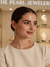 Load image into Gallery viewer, Baroque Grey Silver Tahitian Pearl Hoop Earrings – 14k Yellow Gold